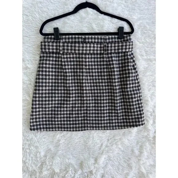JustFab‎ Size-XL Wool Blend Plaid Belted A-Line Women Skirt - Picture 2 of 8